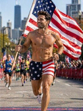 CHASING DEATH USA FLAG RUNNING SHORTS MENS XL PATRIOTIC RANGER PANTIES MADE USA